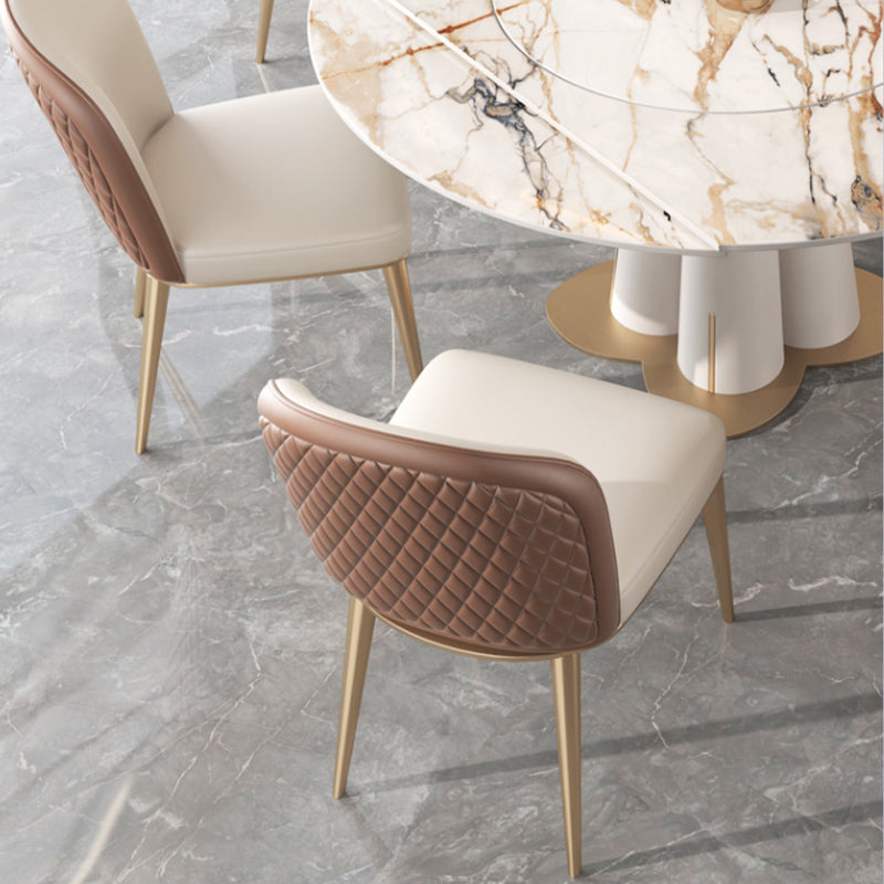 Kitchen Upholstered Armless Dining Chairs Parsons Chair in Gold Legs
