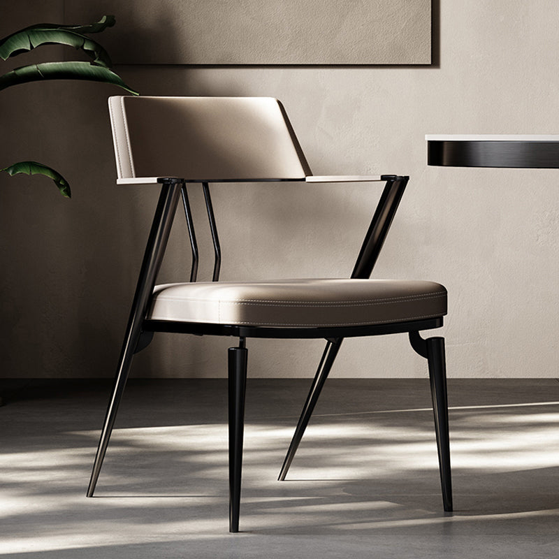 Contemporary Kitchen Dining Arm Chair Metal Legs Upholstered Chair Clearhalo 'Dining Chairs' 'Dining Tables & Seating' 'dining_chair' 'furn' 'furn_dining_chair' 'Furniture' 'Kitchen & Dining Furniture' 6814151