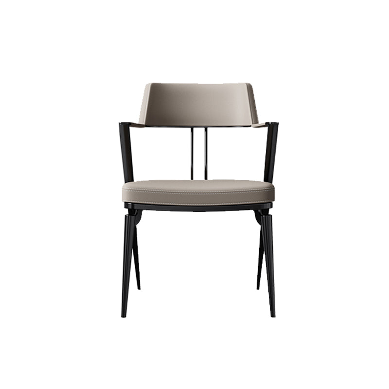 Contemporary Kitchen Dining Arm Chair Metal Legs Upholstered Chair 1 Piece Black Clearhalo 'Dining Chairs' 'Dining Tables & Seating' 'dining_chair' 'furn' 'furn_dining_chair' 'Furniture' 'Kitchen & Dining Furniture' 6814152