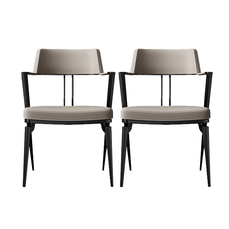 Contemporary Kitchen Dining Arm Chair Metal Legs Upholstered Chair 2 Piece Set Black Clearhalo 'Dining Chairs' 'Dining Tables & Seating' 'dining_chair' 'furn' 'furn_dining_chair' 'Furniture' 'Kitchen & Dining Furniture' 6814153