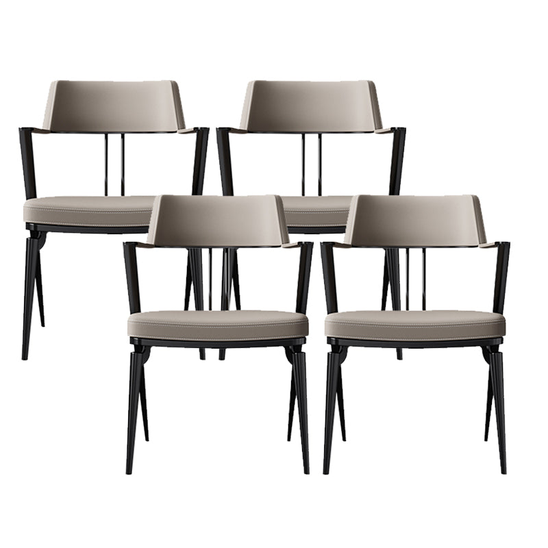 Contemporary Kitchen Dining Arm Chair Metal Legs Upholstered Chair 4 Piece Set Black Clearhalo 'Dining Chairs' 'Dining Tables & Seating' 'dining_chair' 'furn' 'furn_dining_chair' 'Furniture' 'Kitchen & Dining Furniture' 6814155