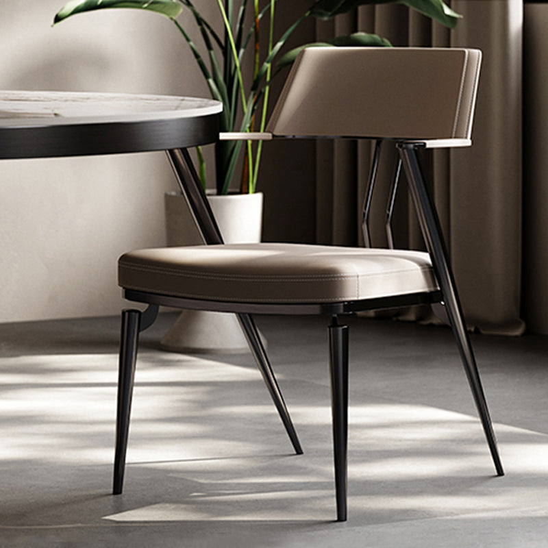 Contemporary Kitchen Dining Arm Chair Metal Legs Upholstered Chair Clearhalo 'Dining Chairs' 'Dining Tables & Seating' 'dining_chair' 'furn' 'furn_dining_chair' 'Furniture' 'Kitchen & Dining Furniture' 6814156