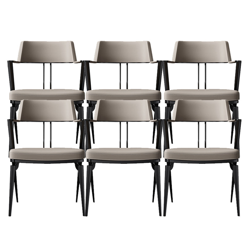 Contemporary Kitchen Dining Arm Chair Metal Legs Upholstered Chair 6 Piece Set Black Clearhalo 'Dining Chairs' 'Dining Tables & Seating' 'dining_chair' 'furn' 'furn_dining_chair' 'Furniture' 'Kitchen & Dining Furniture' 6814157