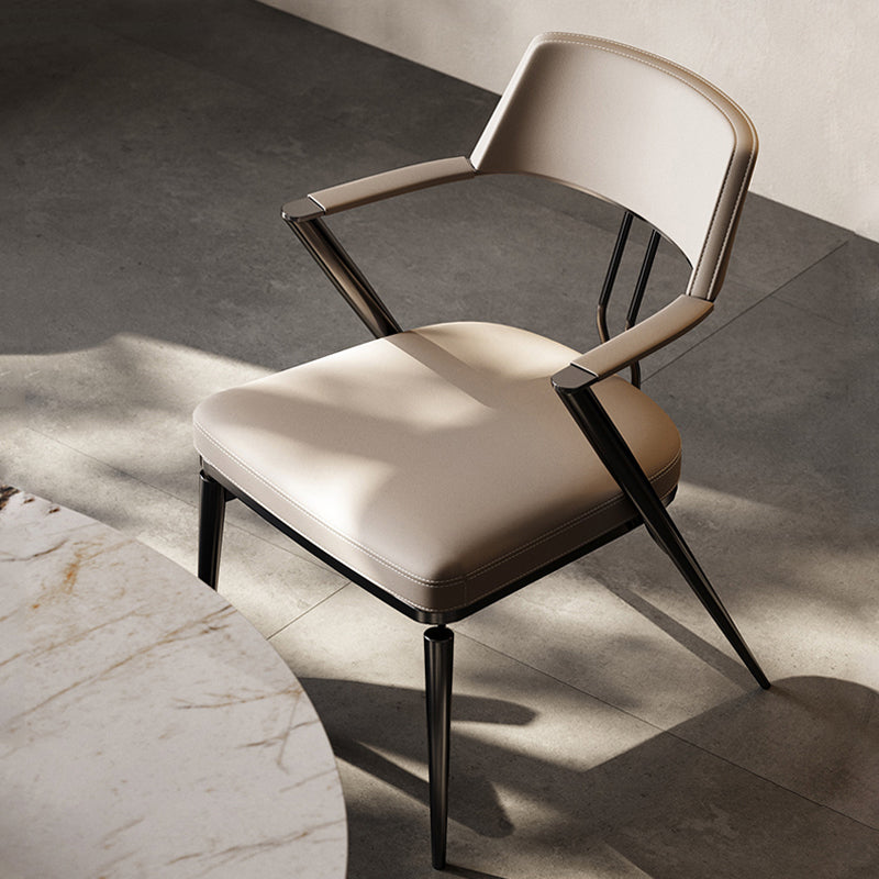 Contemporary Kitchen Dining Arm Chair Metal Legs Upholstered Chair Clearhalo 'Dining Chairs' 'Dining Tables & Seating' 'dining_chair' 'furn' 'furn_dining_chair' 'Furniture' 'Kitchen & Dining Furniture' 6814158