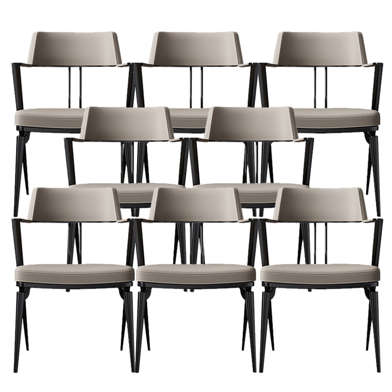 Contemporary Kitchen Dining Arm Chair Metal Legs Upholstered Chair 8 Piece Set Black Clearhalo 'Dining Chairs' 'Dining Tables & Seating' 'dining_chair' 'furn' 'furn_dining_chair' 'Furniture' 'Kitchen & Dining Furniture' 6814159