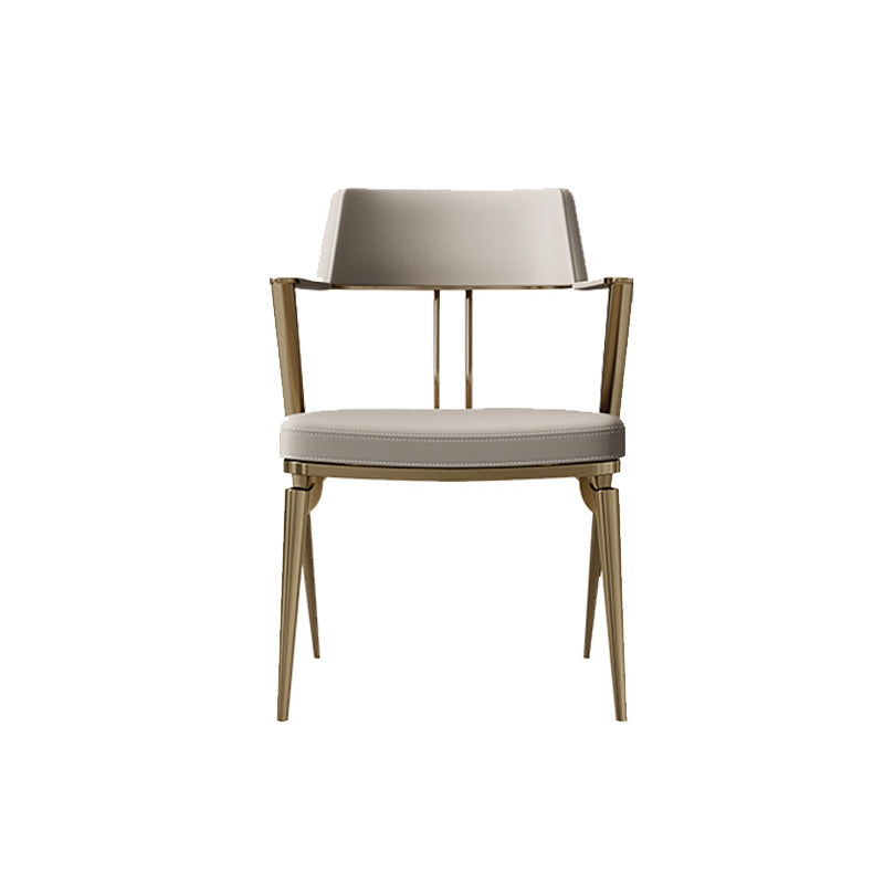 Contemporary Kitchen Dining Arm Chair Metal Legs Upholstered Chair 1 Piece Gold Clearhalo 'Dining Chairs' 'Dining Tables & Seating' 'dining_chair' 'furn' 'furn_dining_chair' 'Furniture' 'Kitchen & Dining Furniture' 6814161