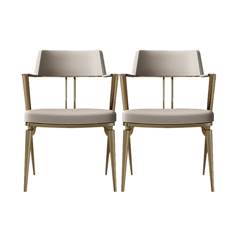Contemporary Kitchen Dining Arm Chair Metal Legs Upholstered Chair 2 Piece Set Gold Clearhalo 'Dining Chairs' 'Dining Tables & Seating' 'dining_chair' 'furn' 'furn_dining_chair' 'Furniture' 'Kitchen & Dining Furniture' 6814164