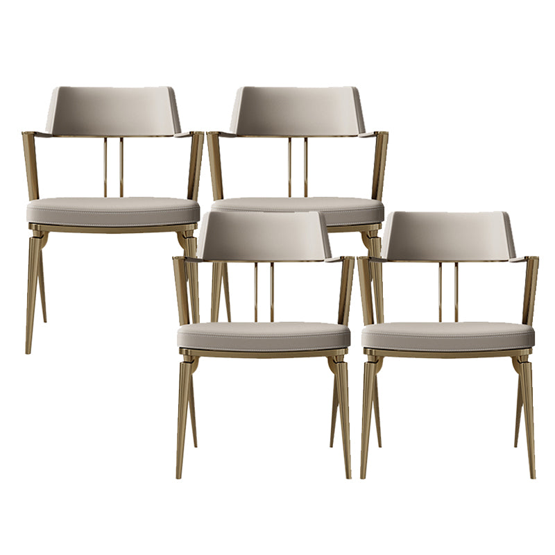 Contemporary Kitchen Dining Arm Chair Metal Legs Upholstered Chair 4 Piece Set Gold Clearhalo 'Dining Chairs' 'Dining Tables & Seating' 'dining_chair' 'furn' 'furn_dining_chair' 'Furniture' 'Kitchen & Dining Furniture' 6814165