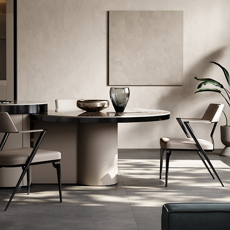 Contemporary Kitchen Dining Arm Chair Metal Legs Upholstered Chair Clearhalo 'Dining Chairs' 'Dining Tables & Seating' 'dining_chair' 'furn' 'furn_dining_chair' 'Furniture' 'Kitchen & Dining Furniture' 6814167