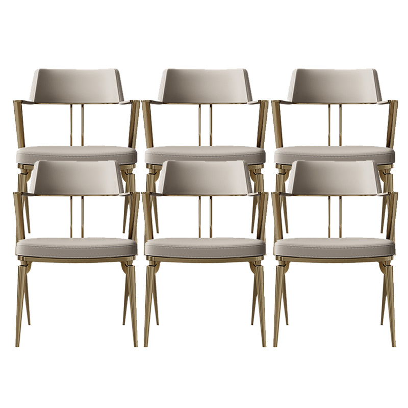Contemporary Kitchen Dining Arm Chair Metal Legs Upholstered Chair 6 Piece Set Gold Clearhalo 'Dining Chairs' 'Dining Tables & Seating' 'dining_chair' 'furn' 'furn_dining_chair' 'Furniture' 'Kitchen & Dining Furniture' 6814168