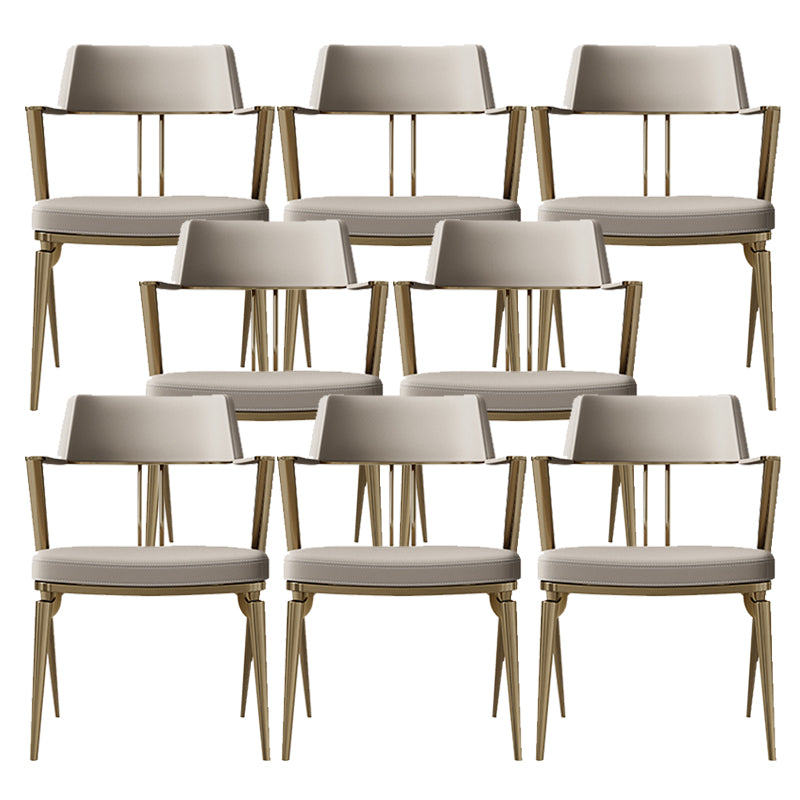 Contemporary Kitchen Dining Arm Chair Metal Legs Upholstered Chair 8 Piece Set Gold Clearhalo 'Dining Chairs' 'Dining Tables & Seating' 'dining_chair' 'furn' 'furn_dining_chair' 'Furniture' 'Kitchen & Dining Furniture' 6814169