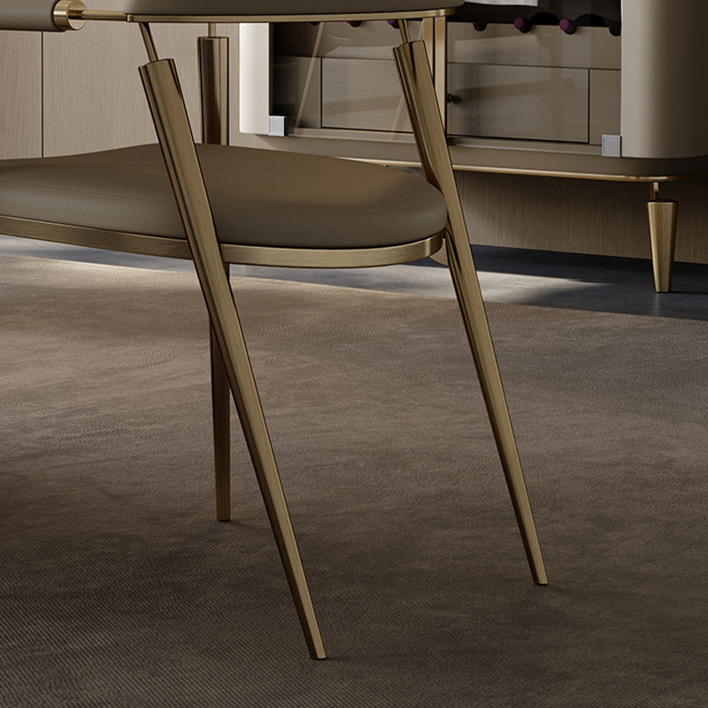 Glam Upholstered Arm Chair Dining Room Metal Dining Arm Chair