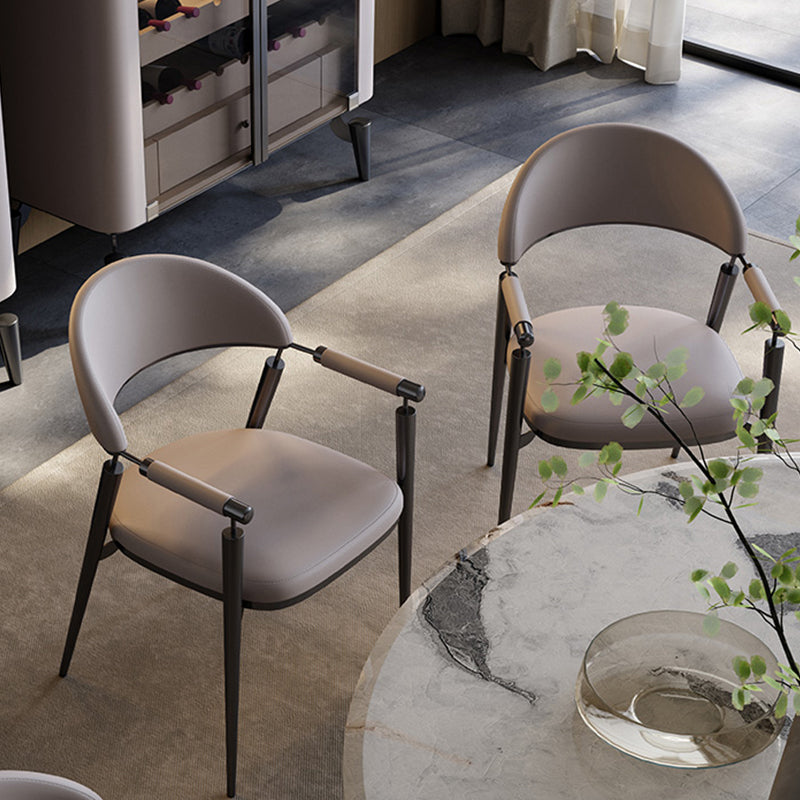 Glam Upholstered Arm Chair Dining Room Metal Dining Arm Chair