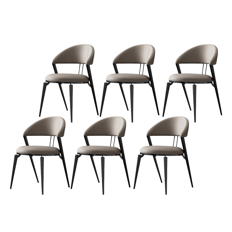 Modern Indoor Kitchen Dining Chair Open Back Dining Side Chair 6 Piece Set Black Clearhalo 'Dining Chairs' 'Dining Tables & Seating' 'dining_chair' 'furn' 'furn_dining_chair' 'Furniture' 'Kitchen & Dining Furniture' 6814195