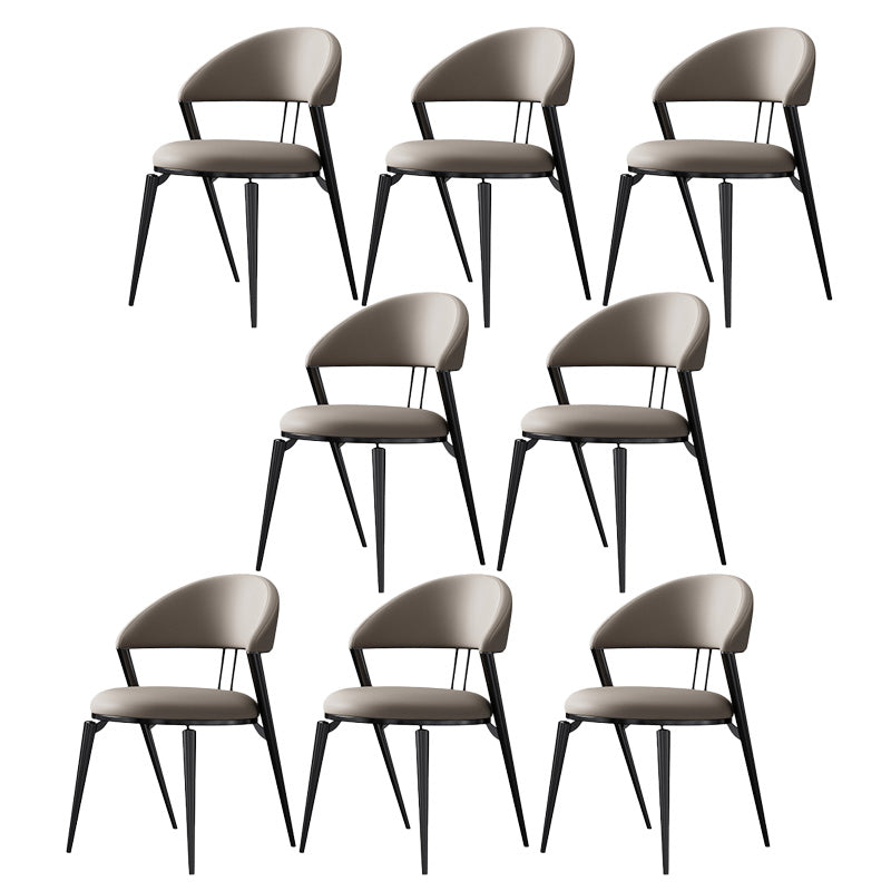 Modern Indoor Kitchen Dining Chair Open Back Dining Side Chair 8 Piece Set Black Clearhalo 'Dining Chairs' 'Dining Tables & Seating' 'dining_chair' 'furn' 'furn_dining_chair' 'Furniture' 'Kitchen & Dining Furniture' 6814197