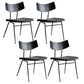 Metal Industrial Style Side Chair Open Back Armless Chair for Patio Use Black-Black Genuine Leather 4 Piece Set Clearhalo 'Dining Chairs' 'Dining Tables & Seating' 'dining_chair' 'furn' 'furn_dining_chair' 'Furniture' 'Kitchen & Dining Furniture' 6814300