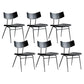 Metal Industrial Style Side Chair Open Back Armless Chair for Patio Use Black-Black Genuine Leather 6 Piece Set Clearhalo 'Dining Chairs' 'Dining Tables & Seating' 'dining_chair' 'furn' 'furn_dining_chair' 'Furniture' 'Kitchen & Dining Furniture' 6814301
