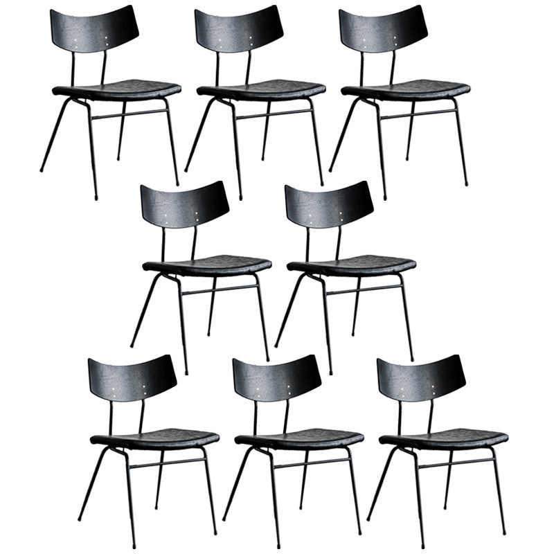 Metal Industrial Style Side Chair Open Back Armless Chair for Patio Use Black-Black Genuine Leather 8 Piece Set Clearhalo 'Dining Chairs' 'Dining Tables & Seating' 'dining_chair' 'furn' 'furn_dining_chair' 'Furniture' 'Kitchen & Dining Furniture' 6814303