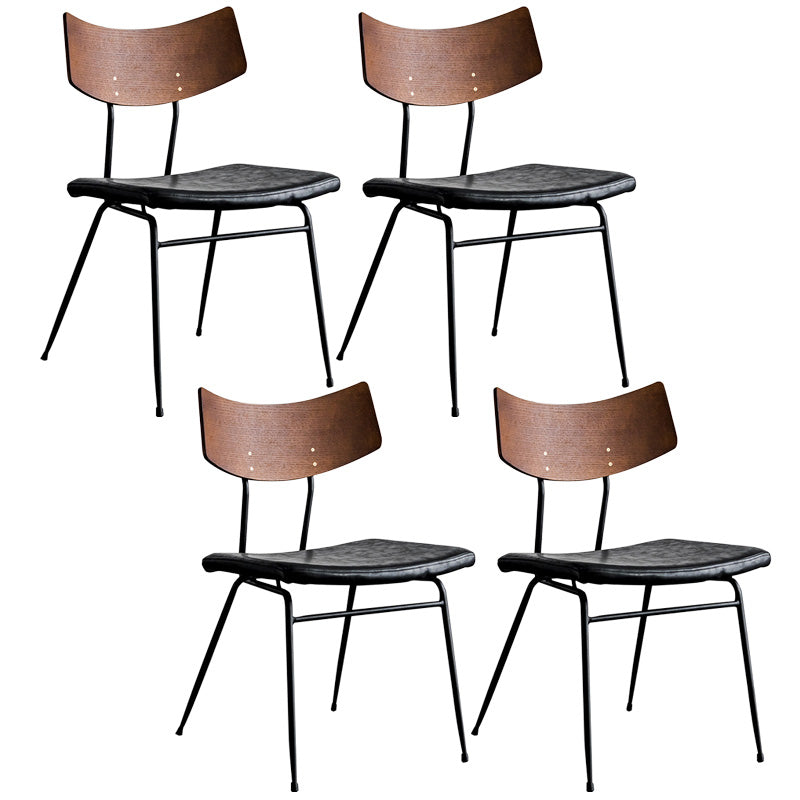 Metal Industrial Style Side Chair Open Back Armless Chair for Patio Use Black Genuine Leather 4 Piece Set Clearhalo 'Dining Chairs' 'Dining Tables & Seating' 'dining_chair' 'furn' 'furn_dining_chair' 'Furniture' 'Kitchen & Dining Furniture' 6814309