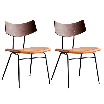 Metal Industrial Style Side Chair Open Back Armless Chair for Patio Use Light Brown Microfiber Leather 2 Piece Set Clearhalo 'Dining Chairs' 'Dining Tables & Seating' 'dining_chair' 'furn' 'furn_dining_chair' 'Furniture' 'Kitchen & Dining Furniture' 6814322