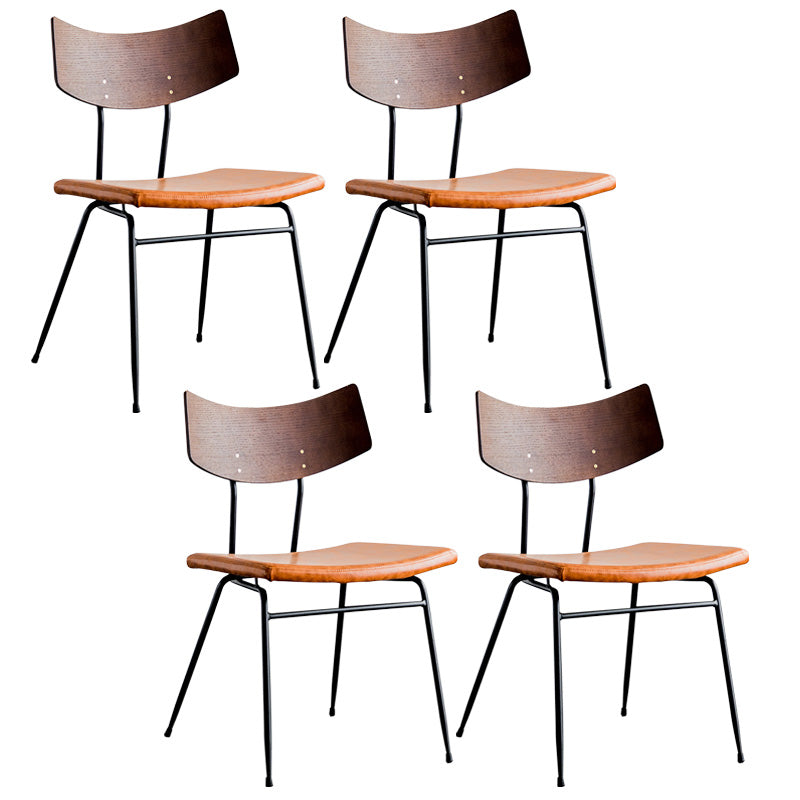 Metal Industrial Style Side Chair Open Back Armless Chair for Patio Use Light Brown Microfiber Leather 4 Piece Set Clearhalo 'Dining Chairs' 'Dining Tables & Seating' 'dining_chair' 'furn' 'furn_dining_chair' 'Furniture' 'Kitchen & Dining Furniture' 6814323