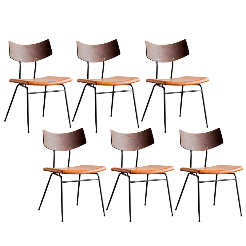 Metal Industrial Style Side Chair Open Back Armless Chair for Patio Use Light Brown Microfiber Leather 6 Piece Set Clearhalo 'Dining Chairs' 'Dining Tables & Seating' 'dining_chair' 'furn' 'furn_dining_chair' 'Furniture' 'Kitchen & Dining Furniture' 6814324