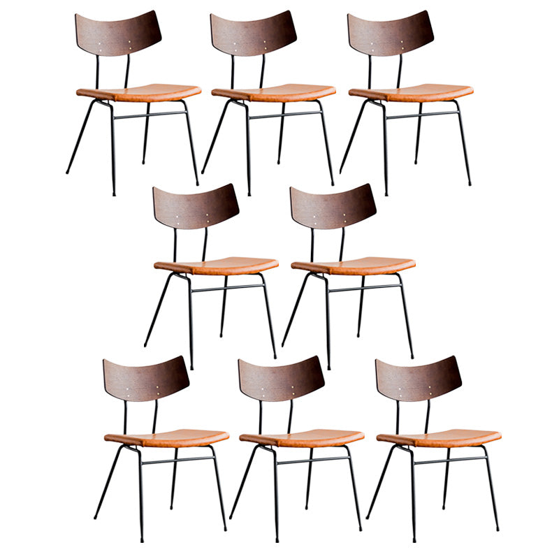Metal Industrial Style Side Chair Open Back Armless Chair for Patio Use Light Brown Microfiber Leather 8 Piece Set Clearhalo 'Dining Chairs' 'Dining Tables & Seating' 'dining_chair' 'furn' 'furn_dining_chair' 'Furniture' 'Kitchen & Dining Furniture' 6814325