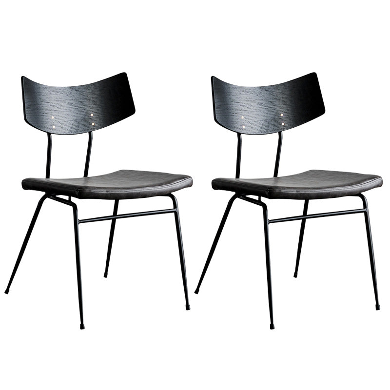 Metal Industrial Style Side Chair Open Back Armless Chair for Patio Use Black Gray Genuine Leather 2 Piece Set Clearhalo 'Dining Chairs' 'Dining Tables & Seating' 'dining_chair' 'furn' 'furn_dining_chair' 'Furniture' 'Kitchen & Dining Furniture' 6814330