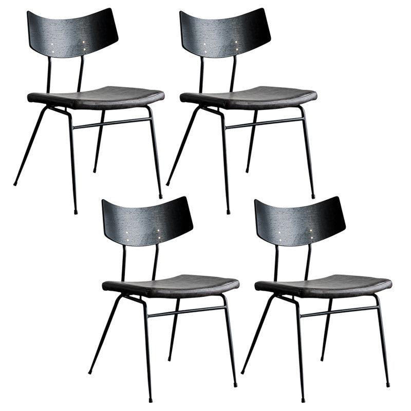 Metal Industrial Style Side Chair Open Back Armless Chair for Patio Use Black Gray Genuine Leather 4 Piece Set Clearhalo 'Dining Chairs' 'Dining Tables & Seating' 'dining_chair' 'furn' 'furn_dining_chair' 'Furniture' 'Kitchen & Dining Furniture' 6814331