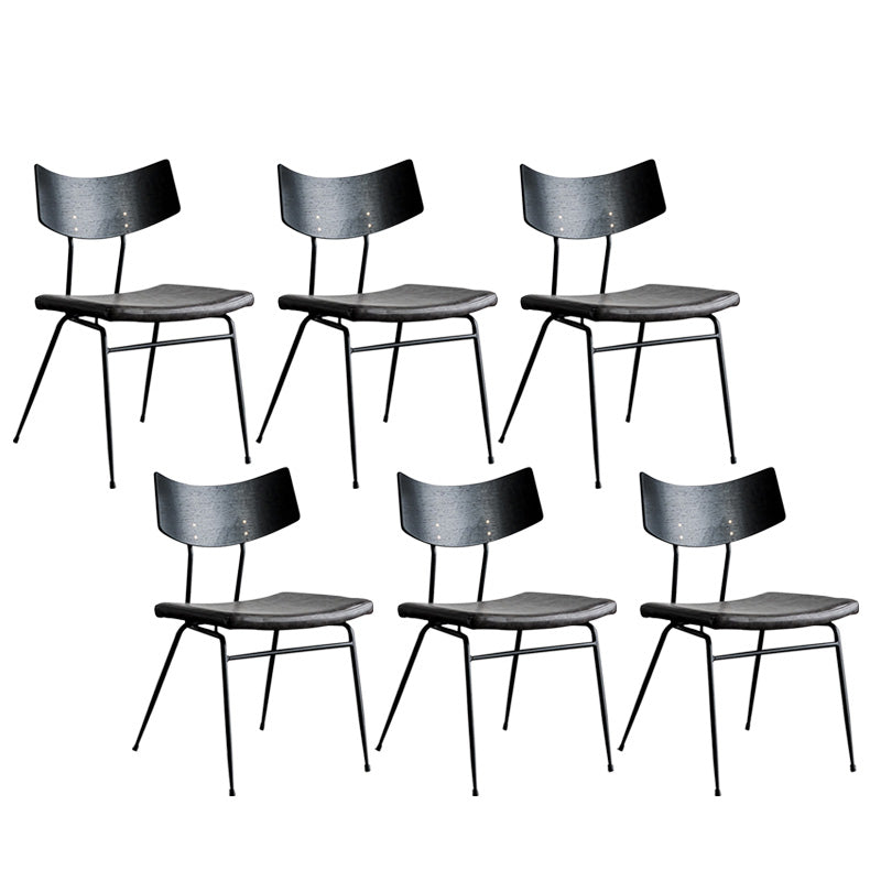 Metal Industrial Style Side Chair Open Back Armless Chair for Patio Use Black Gray Genuine Leather 6 Piece Set Clearhalo 'Dining Chairs' 'Dining Tables & Seating' 'dining_chair' 'furn' 'furn_dining_chair' 'Furniture' 'Kitchen & Dining Furniture' 6814332