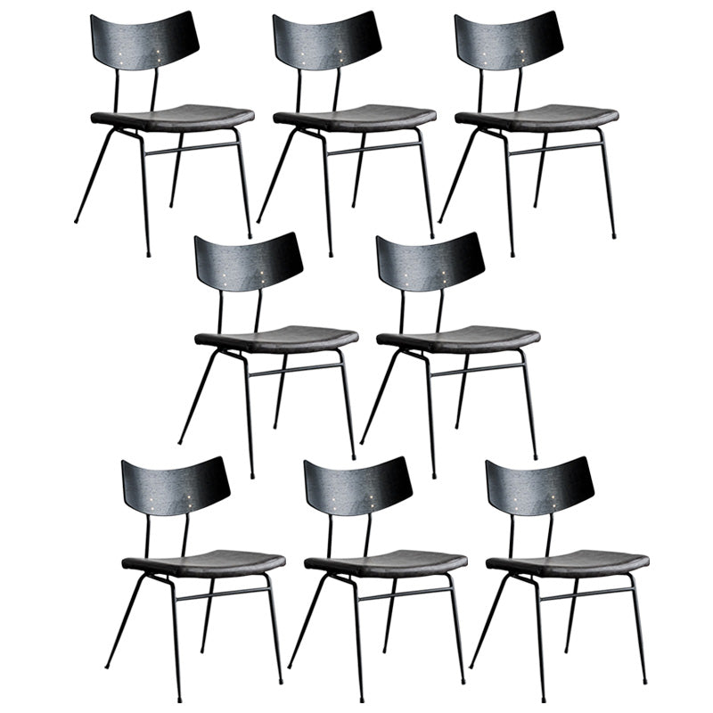 Metal Industrial Style Side Chair Open Back Armless Chair for Patio Use Black Gray Genuine Leather 8 Piece Set Clearhalo 'Dining Chairs' 'Dining Tables & Seating' 'dining_chair' 'furn' 'furn_dining_chair' 'Furniture' 'Kitchen & Dining Furniture' 6814333