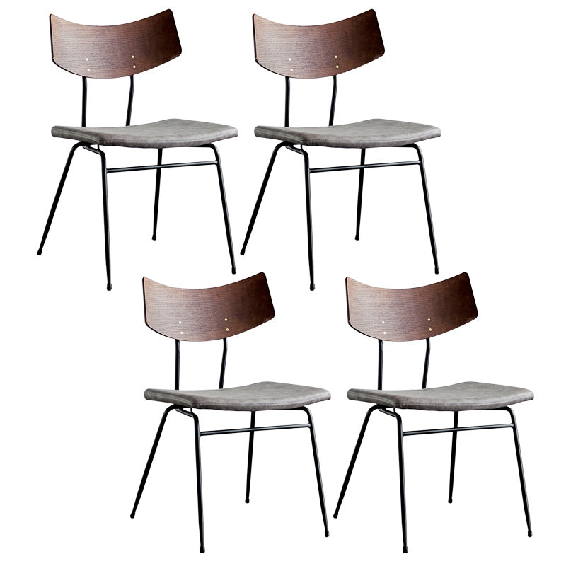 Metal Industrial Style Side Chair Open Back Armless Chair for Patio Use Grey Microfiber Leather 4 Piece Set Clearhalo 'Dining Chairs' 'Dining Tables & Seating' 'dining_chair' 'furn' 'furn_dining_chair' 'Furniture' 'Kitchen & Dining Furniture' 6814335