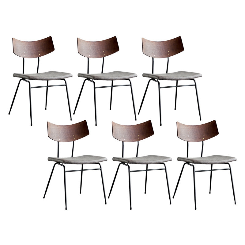 Metal Industrial Style Side Chair Open Back Armless Chair for Patio Use Grey Microfiber Leather 6 Piece Set Clearhalo 'Dining Chairs' 'Dining Tables & Seating' 'dining_chair' 'furn' 'furn_dining_chair' 'Furniture' 'Kitchen & Dining Furniture' 6814336