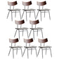 Metal Industrial Style Side Chair Open Back Armless Chair for Patio Use Grey Microfiber Leather 8 Piece Set Clearhalo 'Dining Chairs' 'Dining Tables & Seating' 'dining_chair' 'furn' 'furn_dining_chair' 'Furniture' 'Kitchen & Dining Furniture' 6814337