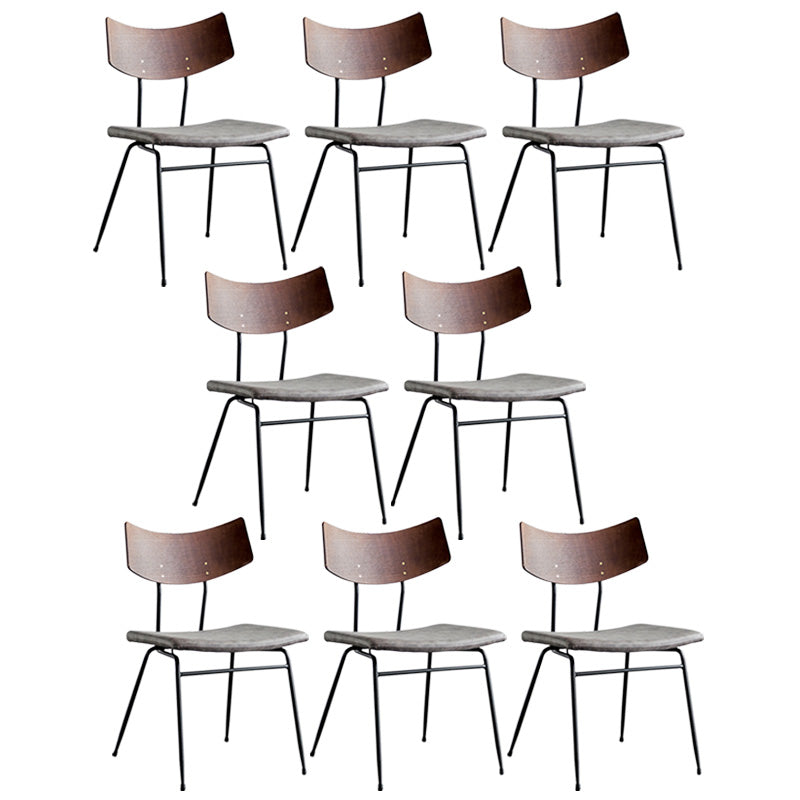 Metal Industrial Style Side Chair Open Back Armless Chair for Patio Use Grey Microfiber Leather 8 Piece Set Clearhalo 'Dining Chairs' 'Dining Tables & Seating' 'dining_chair' 'furn' 'furn_dining_chair' 'Furniture' 'Kitchen & Dining Furniture' 6814337