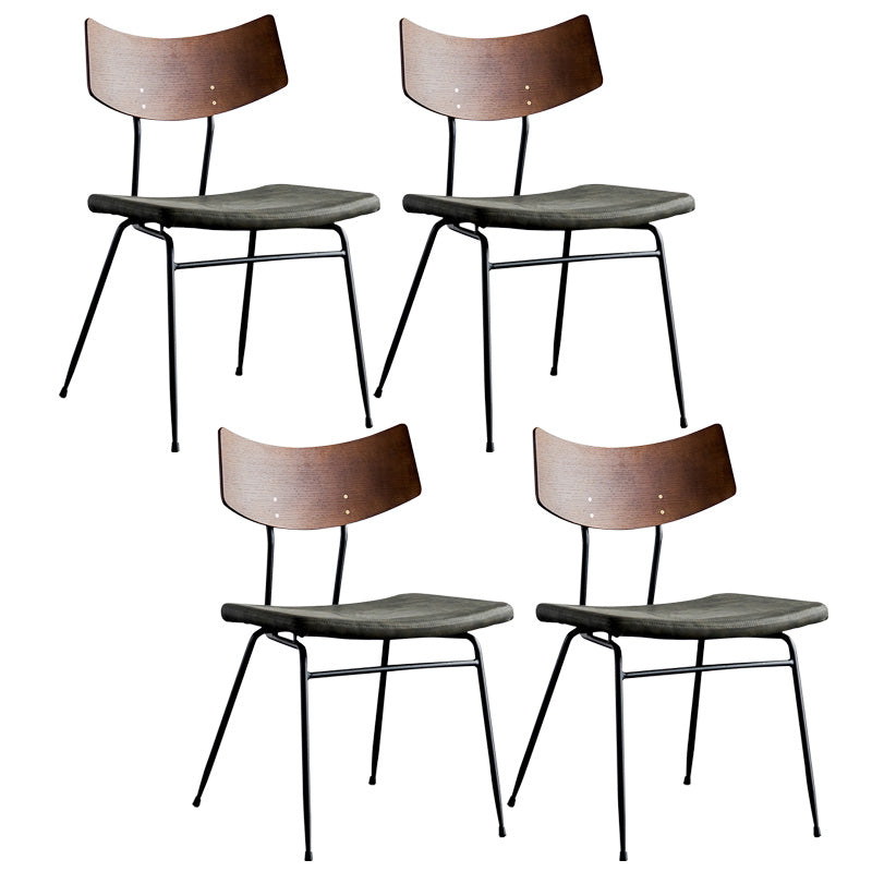 Metal Industrial Style Side Chair Open Back Armless Chair for Patio Use Green Microfiber Leather 4 Piece Set Clearhalo 'Dining Chairs' 'Dining Tables & Seating' 'dining_chair' 'furn' 'furn_dining_chair' 'Furniture' 'Kitchen & Dining Furniture' 6814339