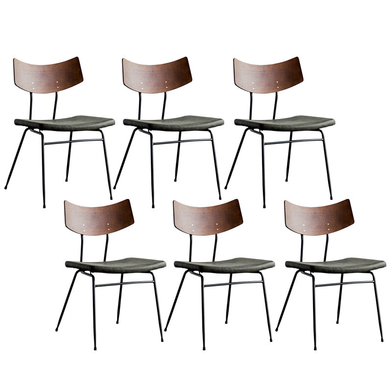 Metal Industrial Style Side Chair Open Back Armless Chair for Patio Use Green Microfiber Leather 6 Piece Set Clearhalo 'Dining Chairs' 'Dining Tables & Seating' 'dining_chair' 'furn' 'furn_dining_chair' 'Furniture' 'Kitchen & Dining Furniture' 6814340