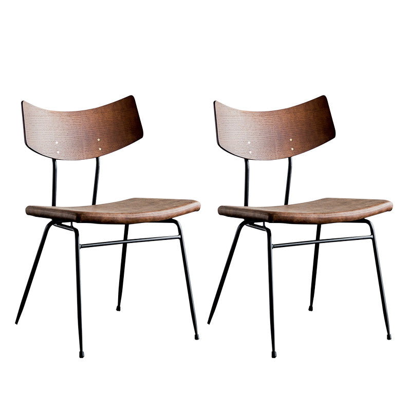 Metal Industrial Style Side Chair Open Back Armless Chair for Patio Use Coffee Microfiber Leather 2 Piece Set Clearhalo 'Dining Chairs' 'Dining Tables & Seating' 'dining_chair' 'furn' 'furn_dining_chair' 'Furniture' 'Kitchen & Dining Furniture' 6814342