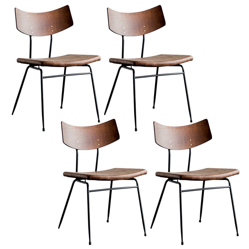 Metal Industrial Style Side Chair Open Back Armless Chair for Patio Use Coffee Microfiber Leather 4 Piece Set Clearhalo 'Dining Chairs' 'Dining Tables & Seating' 'dining_chair' 'furn' 'furn_dining_chair' 'Furniture' 'Kitchen & Dining Furniture' 6814343
