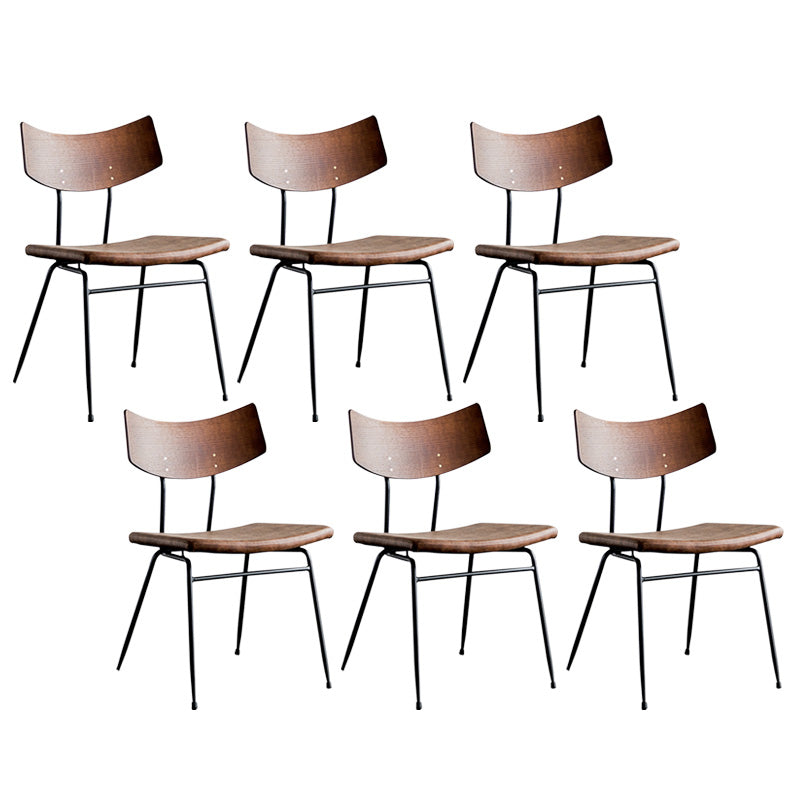 Metal Industrial Style Side Chair Open Back Armless Chair for Patio Use Coffee Microfiber Leather 6 Piece Set Clearhalo 'Dining Chairs' 'Dining Tables & Seating' 'dining_chair' 'furn' 'furn_dining_chair' 'Furniture' 'Kitchen & Dining Furniture' 6814344
