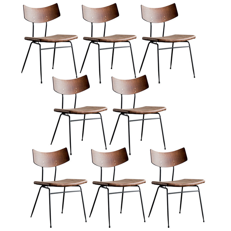 Metal Industrial Style Side Chair Open Back Armless Chair for Patio Use Coffee Microfiber Leather 8 Piece Set Clearhalo 'Dining Chairs' 'Dining Tables & Seating' 'dining_chair' 'furn' 'furn_dining_chair' 'Furniture' 'Kitchen & Dining Furniture' 6814345