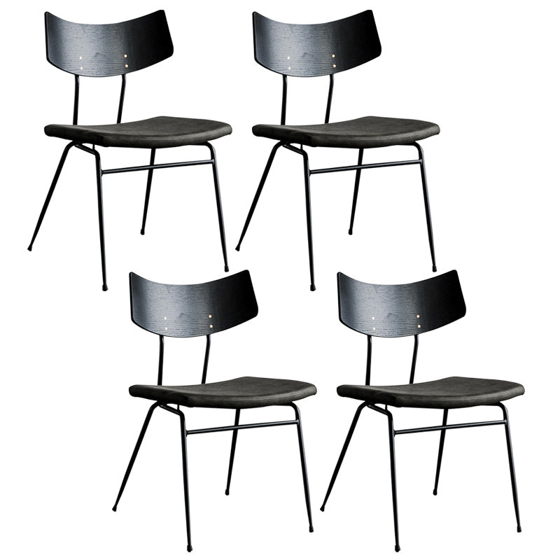 Metal Industrial Style Side Chair Open Back Armless Chair for Patio Use Black Green Microfiber Leather 4 Piece Set Clearhalo 'Dining Chairs' 'Dining Tables & Seating' 'dining_chair' 'furn' 'furn_dining_chair' 'Furniture' 'Kitchen & Dining Furniture' 6814347