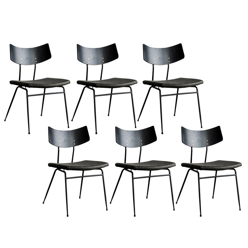 Metal Industrial Style Side Chair Open Back Armless Chair for Patio Use Black Green Microfiber Leather 6 Piece Set Clearhalo 'Dining Chairs' 'Dining Tables & Seating' 'dining_chair' 'furn' 'furn_dining_chair' 'Furniture' 'Kitchen & Dining Furniture' 6814348