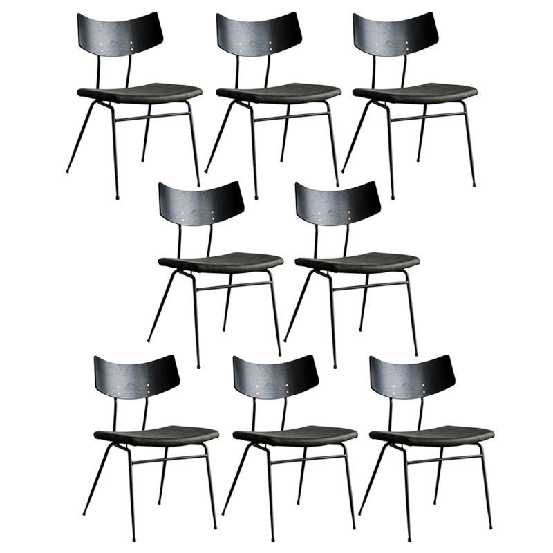 Metal Industrial Style Side Chair Open Back Armless Chair for Patio Use Black Green Microfiber Leather 8 Piece Set Clearhalo 'Dining Chairs' 'Dining Tables & Seating' 'dining_chair' 'furn' 'furn_dining_chair' 'Furniture' 'Kitchen & Dining Furniture' 6814349