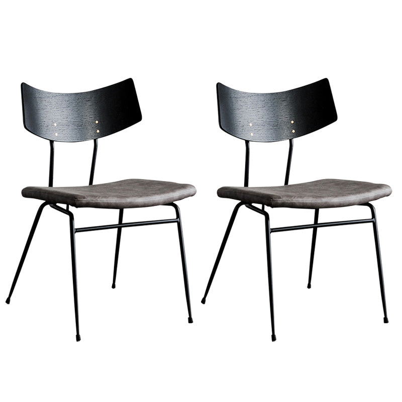 Metal Industrial Style Side Chair Open Back Armless Chair for Patio Use Black Gray Microfiber Leather 2 Piece Set Clearhalo 'Dining Chairs' 'Dining Tables & Seating' 'dining_chair' 'furn' 'furn_dining_chair' 'Furniture' 'Kitchen & Dining Furniture' 6814350