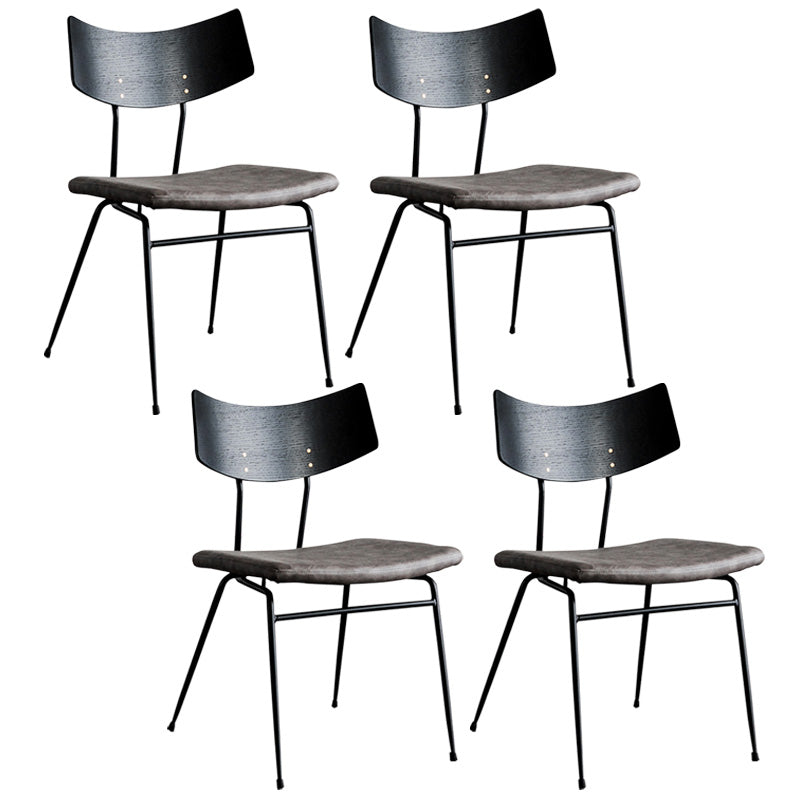 Metal Industrial Style Side Chair Open Back Armless Chair for Patio Use Black Gray Microfiber Leather 4 Piece Set Clearhalo 'Dining Chairs' 'Dining Tables & Seating' 'dining_chair' 'furn' 'furn_dining_chair' 'Furniture' 'Kitchen & Dining Furniture' 6814351