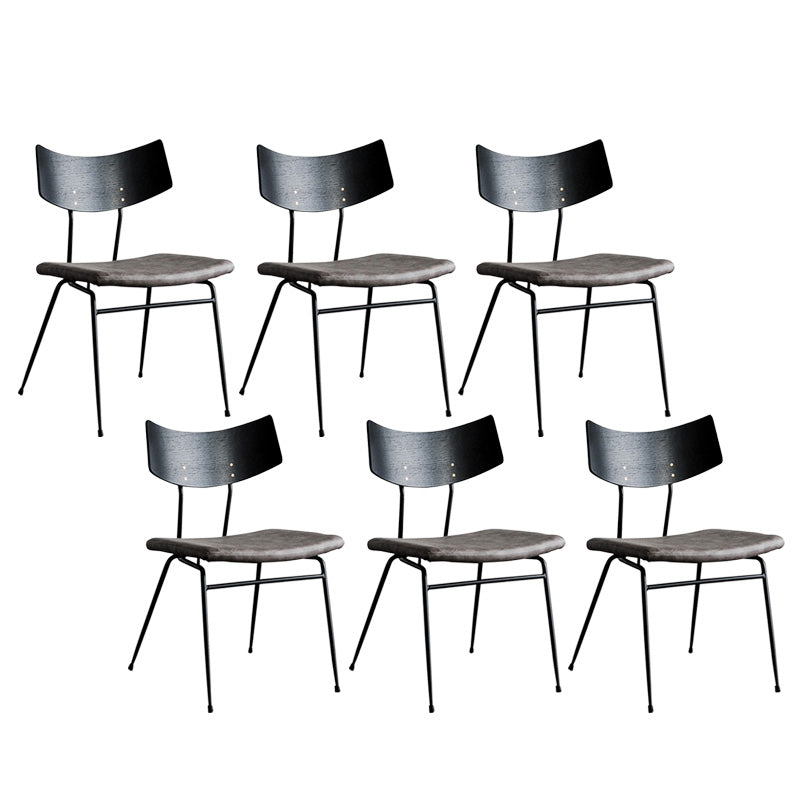 Metal Industrial Style Side Chair Open Back Armless Chair for Patio Use Black Gray Microfiber Leather 6 Piece Set Clearhalo 'Dining Chairs' 'Dining Tables & Seating' 'dining_chair' 'furn' 'furn_dining_chair' 'Furniture' 'Kitchen & Dining Furniture' 6814352