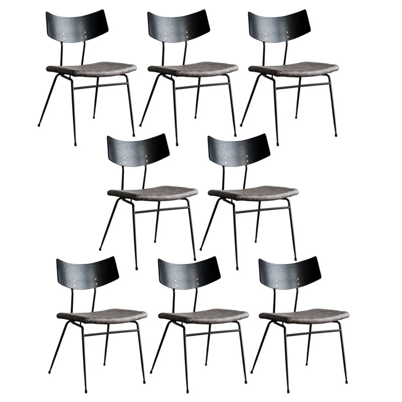 Metal Industrial Style Side Chair Open Back Armless Chair for Patio Use Black Gray Microfiber Leather 8 Piece Set Clearhalo 'Dining Chairs' 'Dining Tables & Seating' 'dining_chair' 'furn' 'furn_dining_chair' 'Furniture' 'Kitchen & Dining Furniture' 6814353