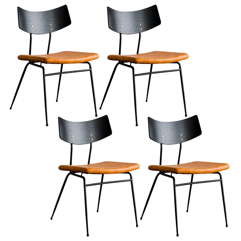 Metal Industrial Style Side Chair Open Back Armless Chair for Patio Use Brown Black Microfiber Leather 4 Piece Set Clearhalo 'Dining Chairs' 'Dining Tables & Seating' 'dining_chair' 'furn' 'furn_dining_chair' 'Furniture' 'Kitchen & Dining Furniture' 6814355