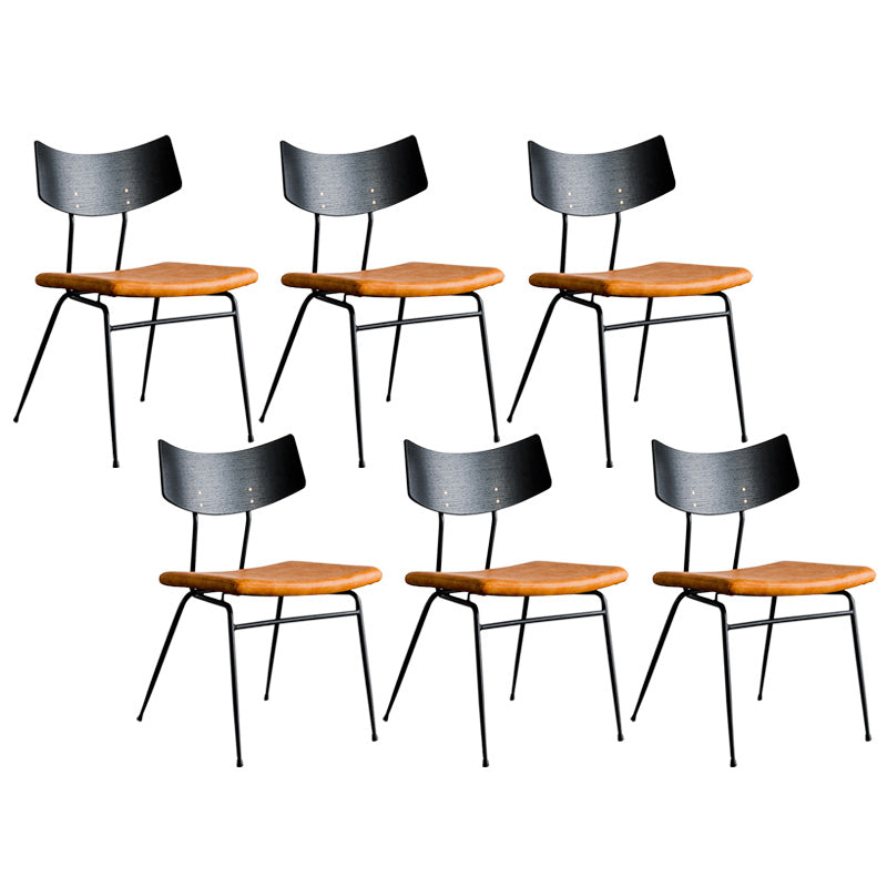 Metal Industrial Style Side Chair Open Back Armless Chair for Patio Use Brown Black Microfiber Leather 6 Piece Set Clearhalo 'Dining Chairs' 'Dining Tables & Seating' 'dining_chair' 'furn' 'furn_dining_chair' 'Furniture' 'Kitchen & Dining Furniture' 6814356